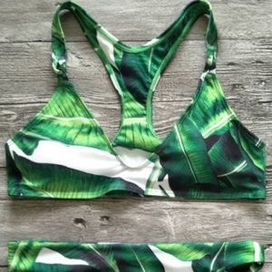 ZAFUL BRAND NEW leaf print racer back swim top